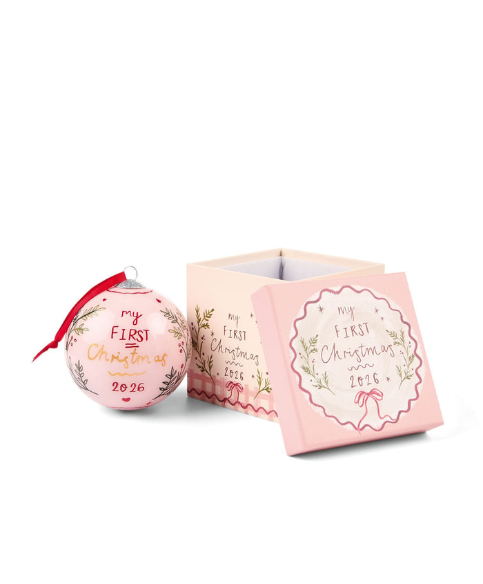 Mamas & Papas – Glass Christmas Bauble – My First Christmas 2026 Pink