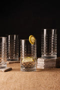 Marilyn Long Drinking Glasses - 450ml, Set of 4 with Diamond Texture