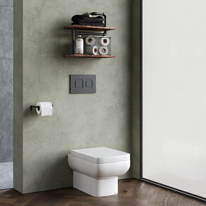 [BCAL005] Meaford Contemporary Square Wall Hung Toilet Pan and Soft Close Seat, 420 x 350 x 525mm - Lifestyle 3