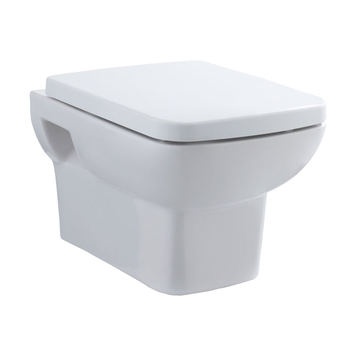[BCAL005] Meaford Contemporary Square Wall Hung Toilet Pan and Soft Close Seat, 420 x 350 x 525mm - Cutout