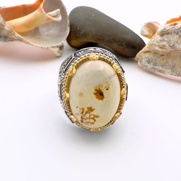 Men's Handmade Turkish Sterling Silver Yemeni Aqeeq Agate Ring - TryAladdin