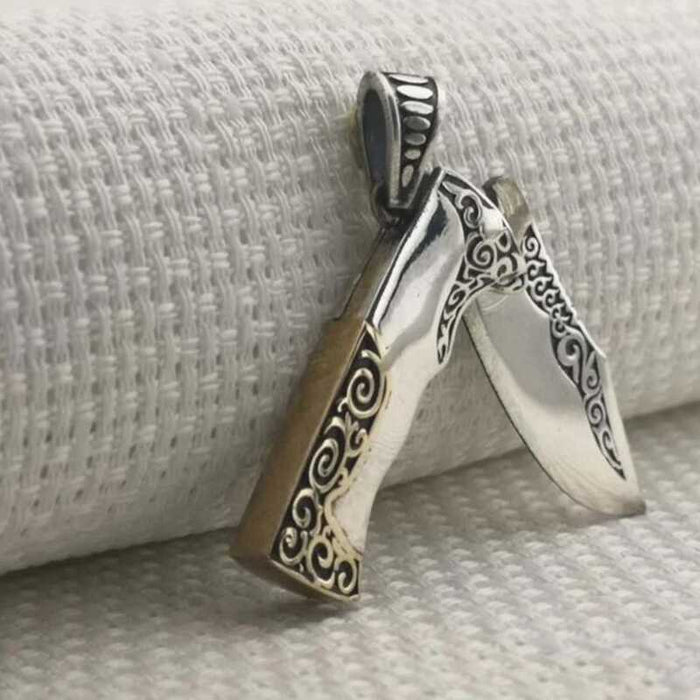 Men's Sterling Silver Ornate Folding Knife Pendant