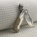 Men's Sterling Silver Ornate Folding Knife Pendant