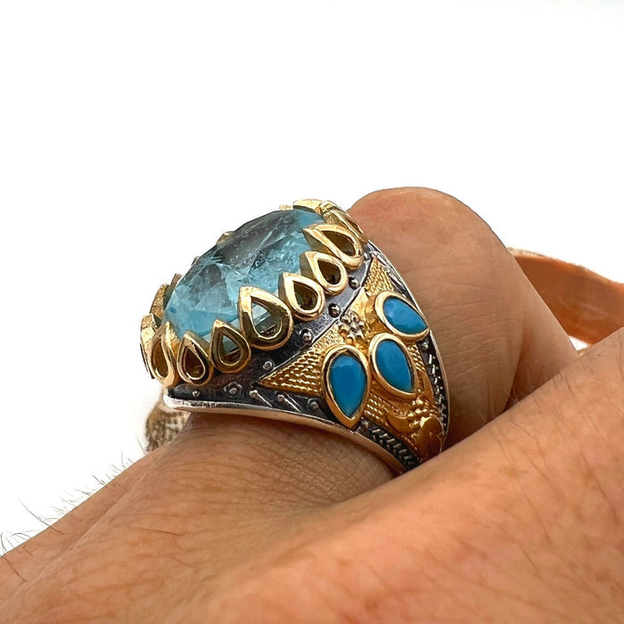 Men's Tourmaline Paraiba Stone Ring