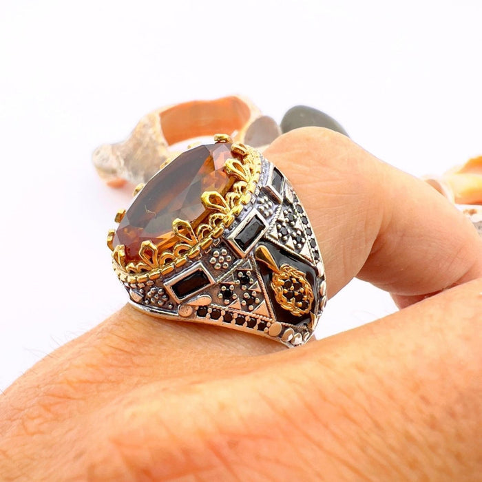 Men's Turkish Handmade Zultanite Color Changing Gemstone Ring | 925 Sterling Silver Unique Gift - TryAladdin