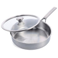 Stainless steel sauté pan with lid, 3.5-quart size, silver finish.