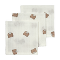 Meyco – Muslin Cloths 30x30cm (3 Pack) – Bear Multicolor
