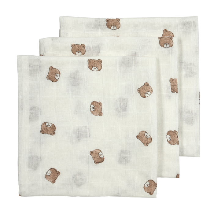 Meyco – Muslin Cloths 70x70cm (3 Pack) – Bear Multicolor