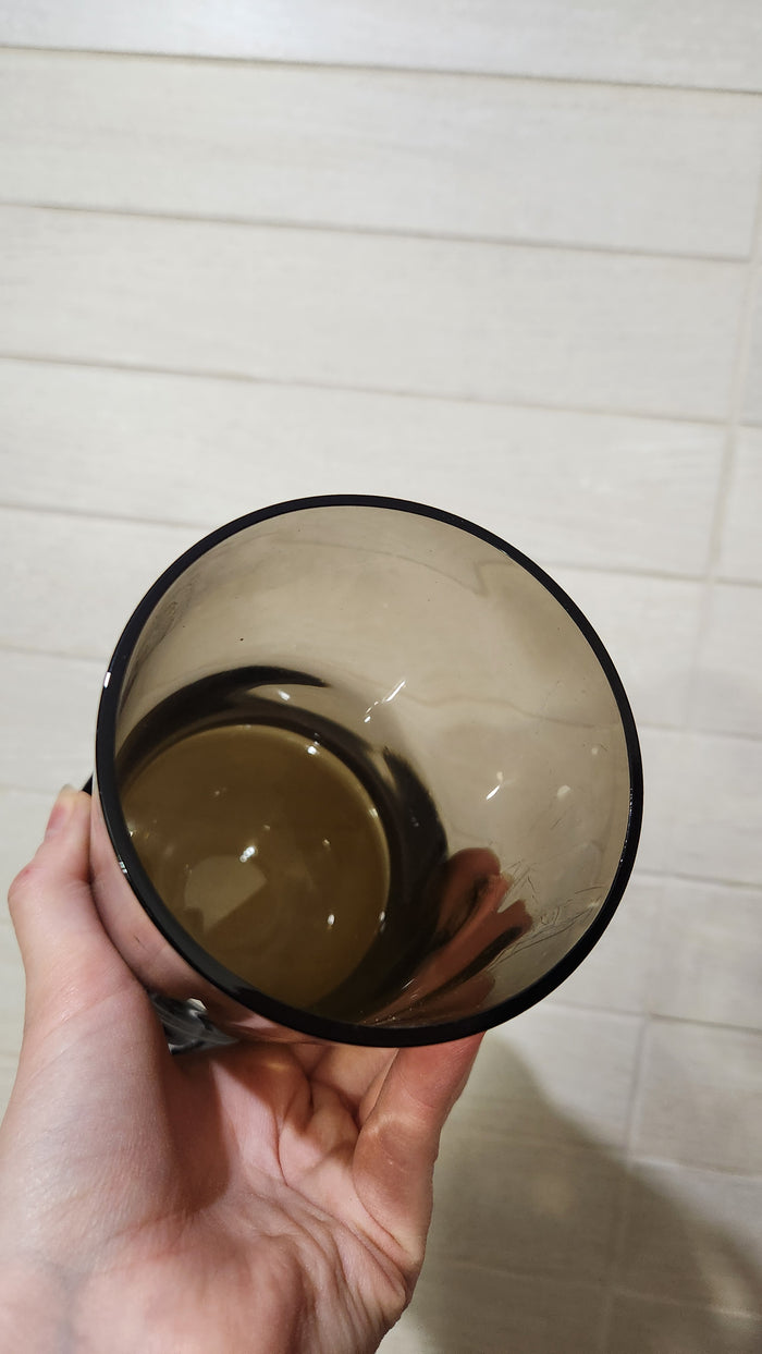 Mid-Century Smoked Brown Glass Apothecary Jar with Lid