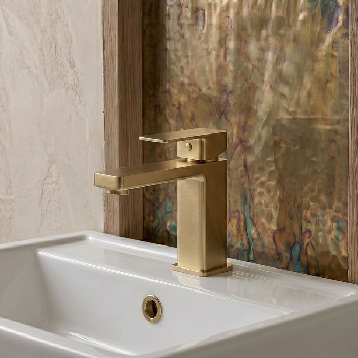 [BTC805] Milldale Contemporary Square Mono Basin Mixer Bathroom Sink Tap with Push Button Waste - Silo