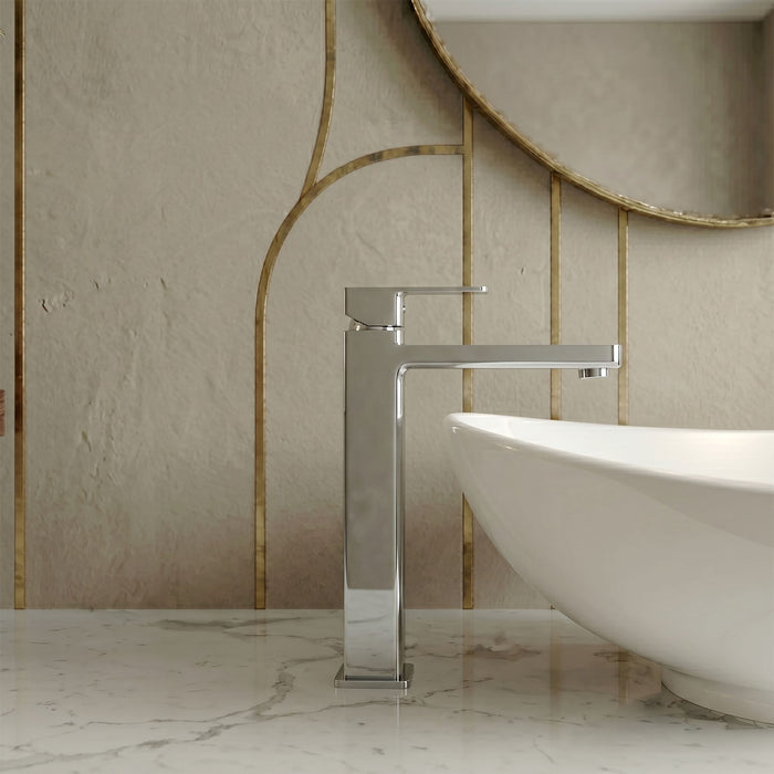 [BTC370] Milldale Contemporary Square Tall High Rise Mono Basin Mixer Tap - Choice of Finish - Silo