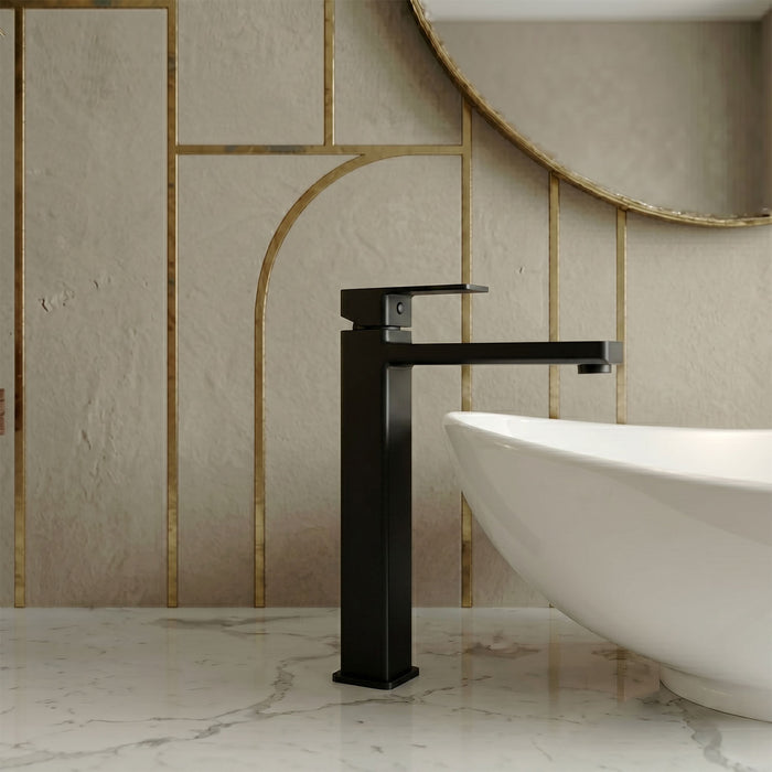 [BTC470] Milldale Contemporary Square Tall High Rise Mono Basin Mixer Tap - Choice of Finish - Silo