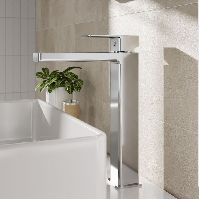[BTC370] Milldale Contemporary Square Tall High Rise Mono Basin Mixer Tap - Choice of Finish - Lifestyle 1