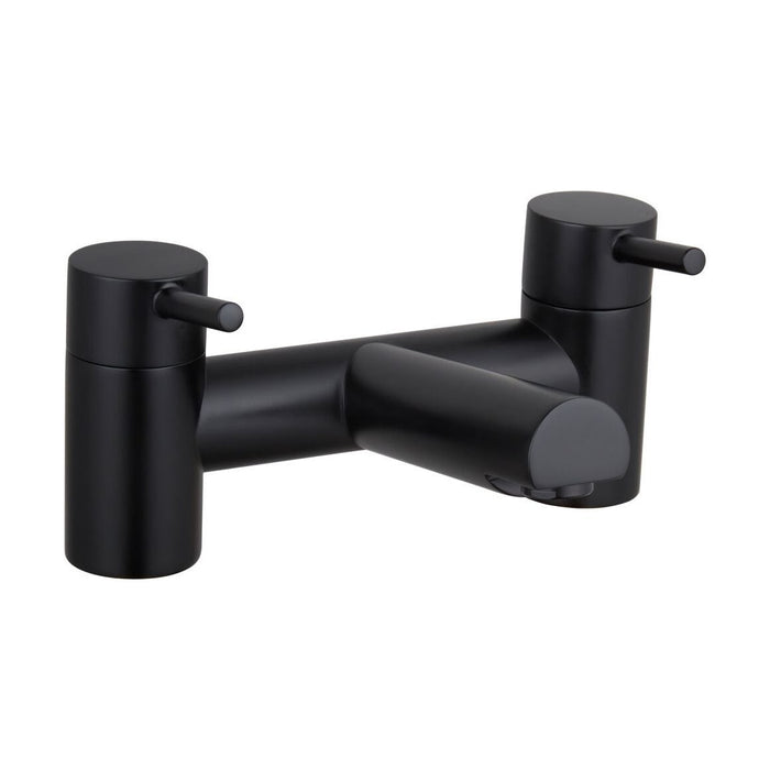 [BTTT1104] Modern Bathroom Round Minimalist Deck Mounted Bath Filler Tap - Black - Cutout