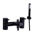 [BTTT1105] Modern Bathroom Round Minimalist Deck Mounted Bath Shower Mixer Tap with Kit - Black - Cutout
