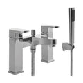 [BT9021] Modern Bathroom Soft Square Deck Mounted Bath Shower Mixer Tap - Chrome - Cutout
