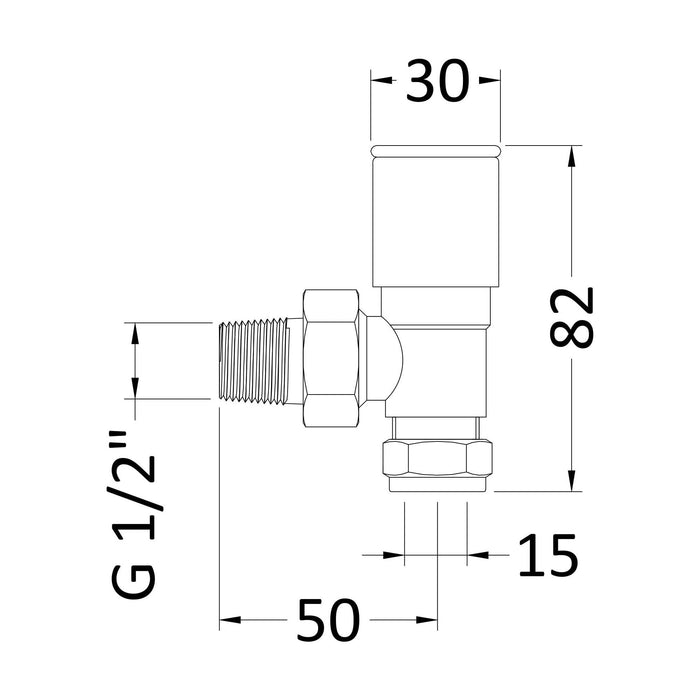 [BHRV802] Modern Radiator Valves (Angled) - Technical Drawing