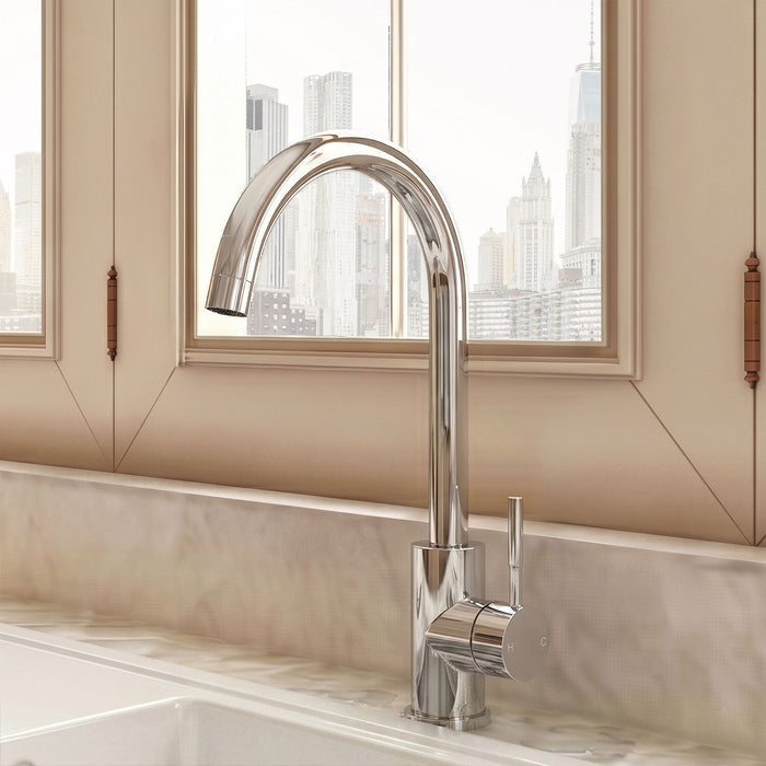 [BKT1310] Modern Round Kitchen Sink Mixer Tap Single Lever, Top-Fix Installation, 355 x 90 x 245 mm - Choice of Colour - Silo