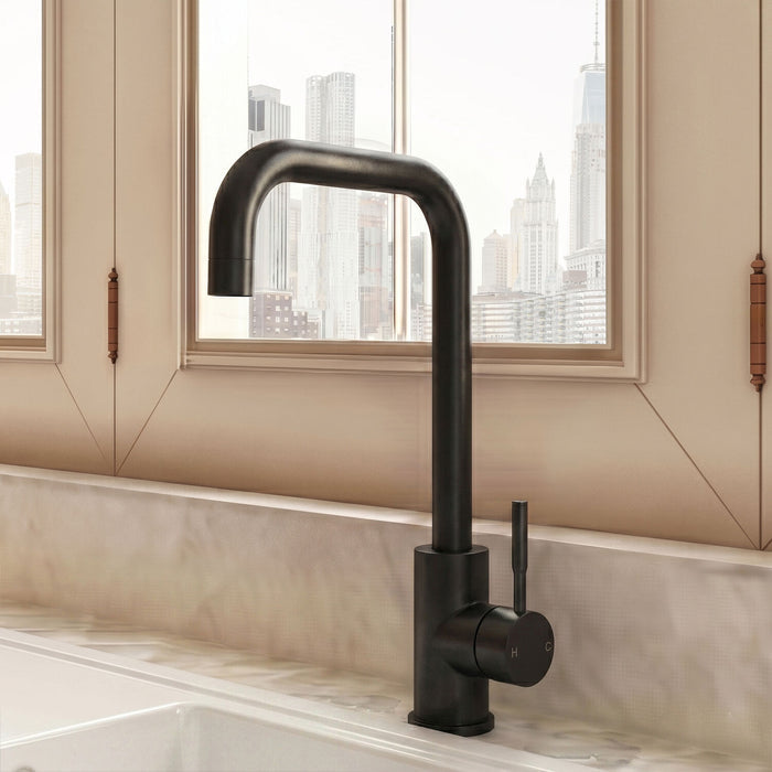 [BKT1326] Modern Square Kitchen Sink Mixer Tap Single Lever, Top Fix Installation, 352 x 90 x 245 mm - Choice of Colour - Silo