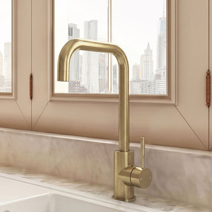[BKT1327] Modern Square Kitchen Sink Mixer Tap Single Lever, Top Fix Installation, 352 x 90 x 245 mm - Choice of Colour - Silo