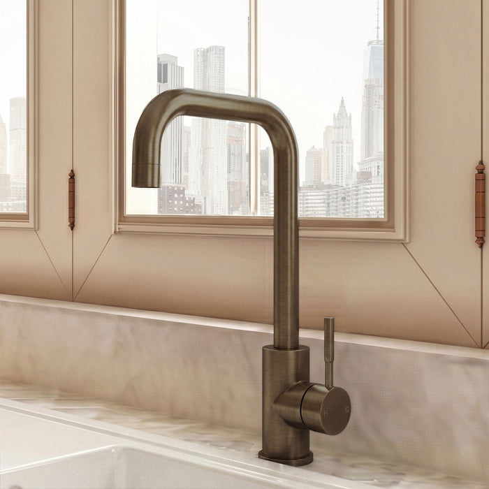 [BKT1329] Modern Square Kitchen Sink Mixer Tap Single Lever, Top Fix Installation, 352 x 90 x 245 mm - Choice of Colour - Silo