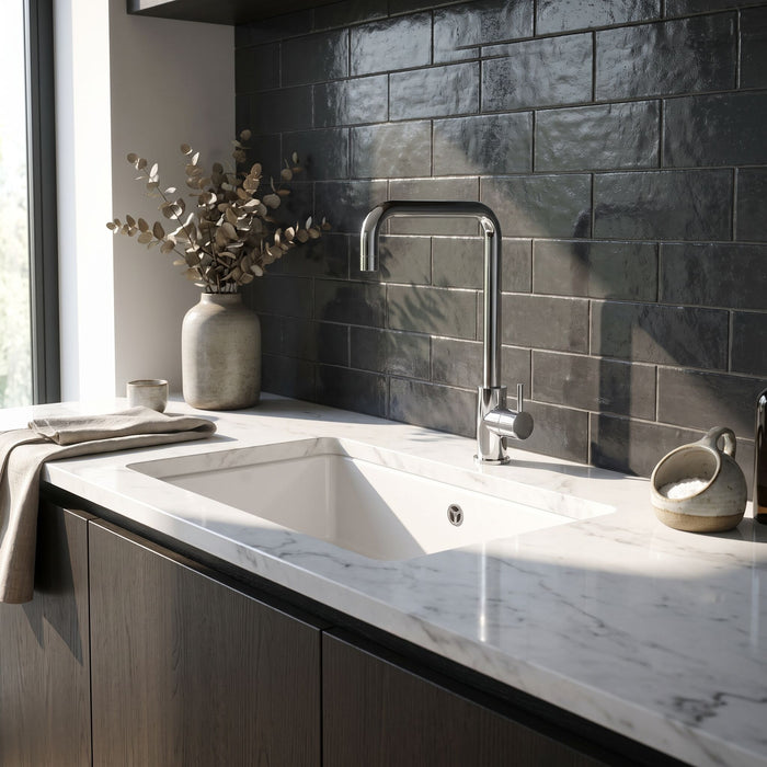 [BKT1325] Modern Square Kitchen Sink Mixer Tap Single Lever, Top Fix Installation, 352 x 90 x 245 mm - Choice of Colour - Lifestyle 1