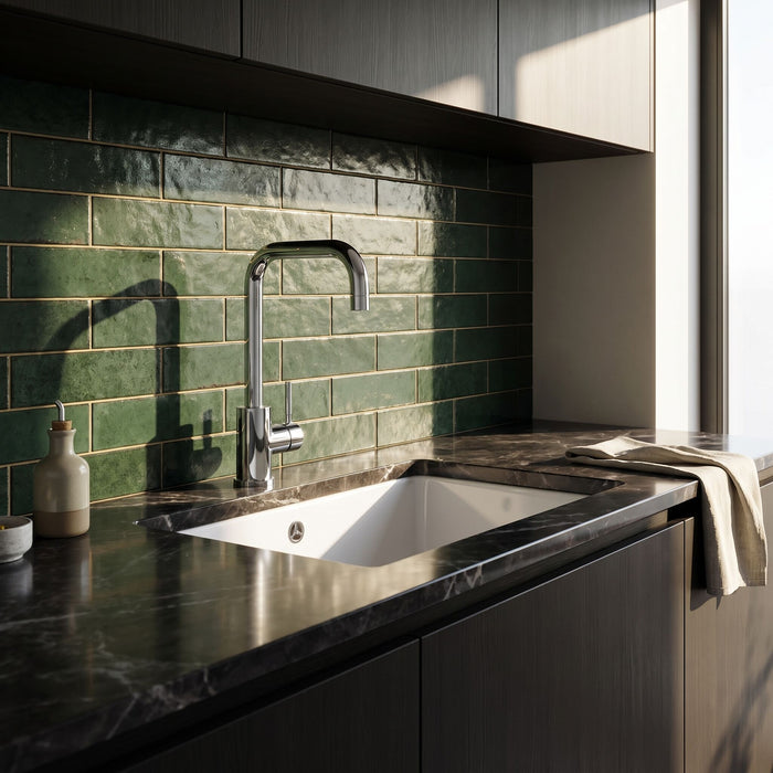 [BKT1325] Modern Square Kitchen Sink Mixer Tap Single Lever, Top Fix Installation, 352 x 90 x 245 mm - Choice of Colour - Lifestyle 3