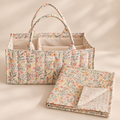 Mushie- Nappy Caddy & Swaddle Bundle - Pastel Blooms