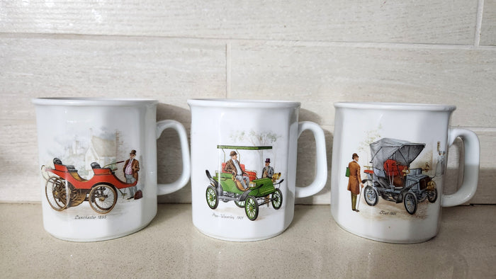 Naaman Fine Porcelain Mugs - Antique Classic Cars Collection