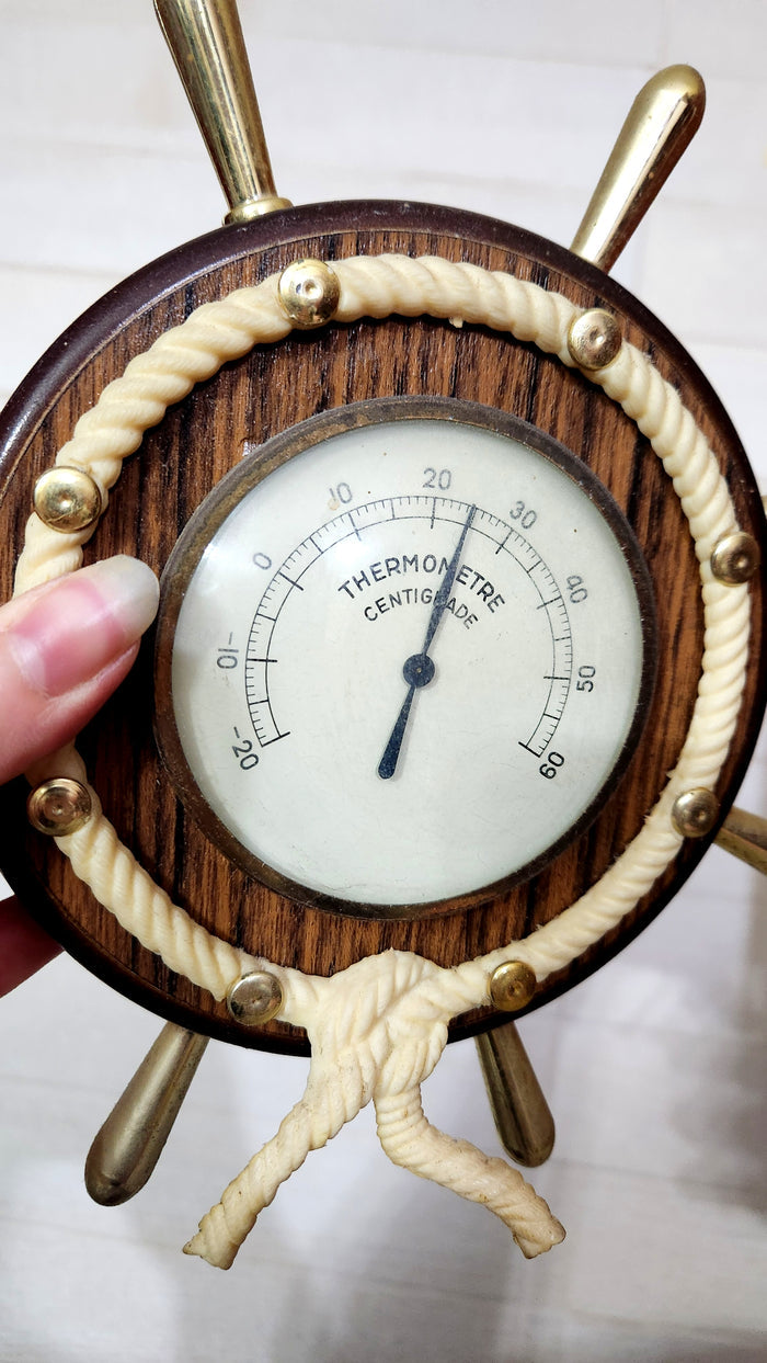 Nautical Ship's Wheel Wall Thermometer
