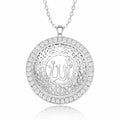 Necklace - Sterling Silver Allah Calligraphy Medallion with Zirconia