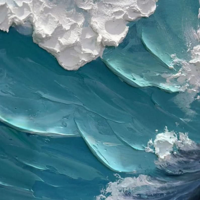 Ocean Symphony - Textured Wave Oil Painting