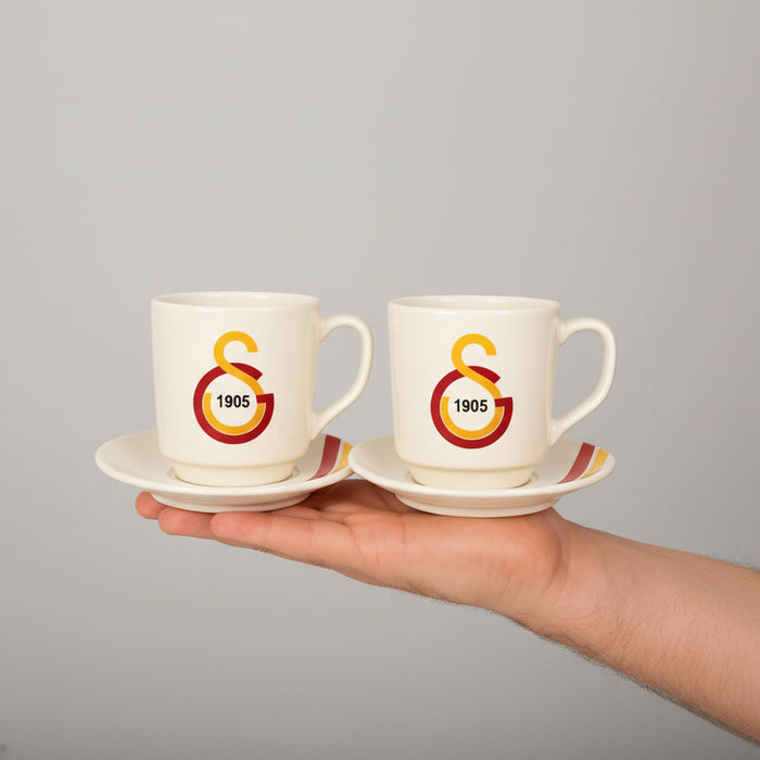 Official Galatasaray Licensed Striped Coffee Mug Set - 2 Piece - TryAladdin
