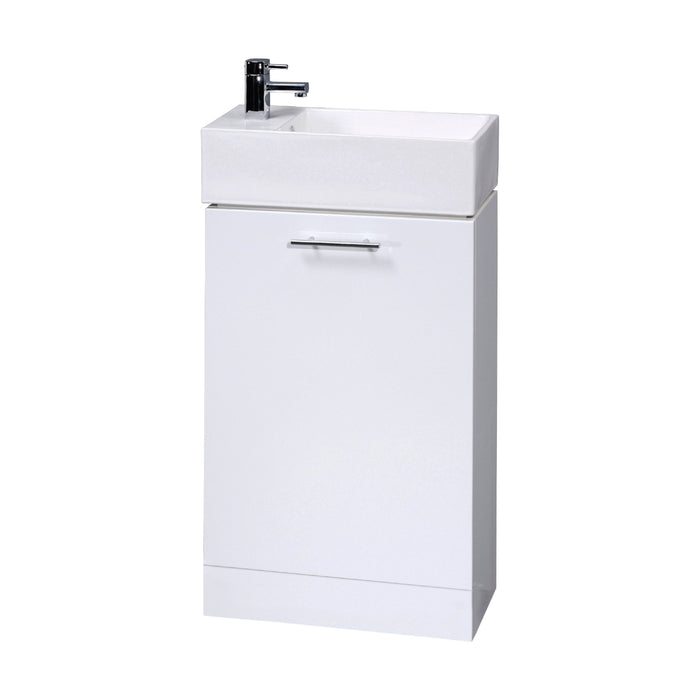 [BFCR058] One Door Cloakroom Vanity Basin Unit - 480mm - Gloss White - Cutout