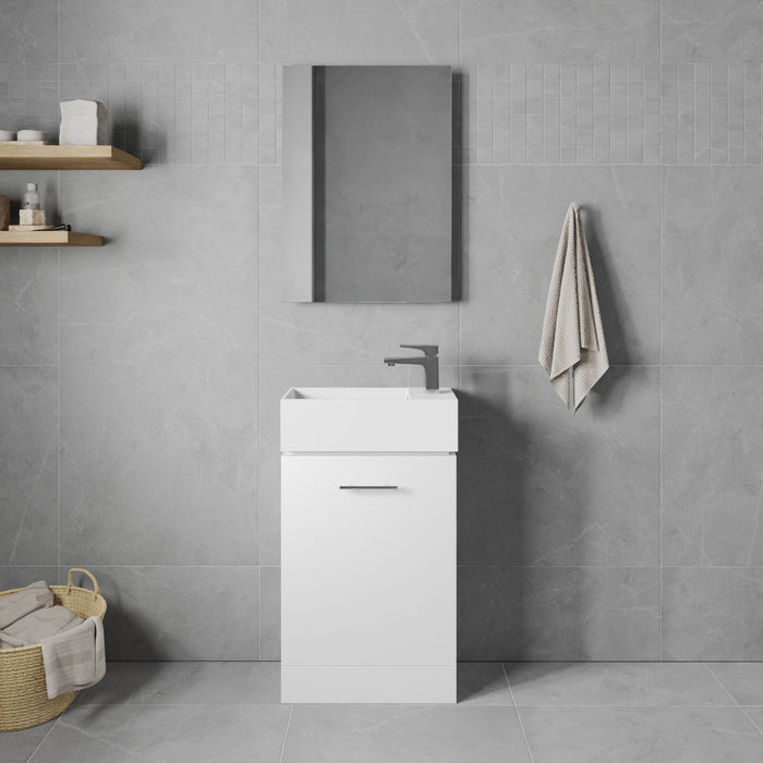[BFCR058] One Door Cloakroom Vanity Basin Unit - 480mm - Gloss White - Lifestyle 1