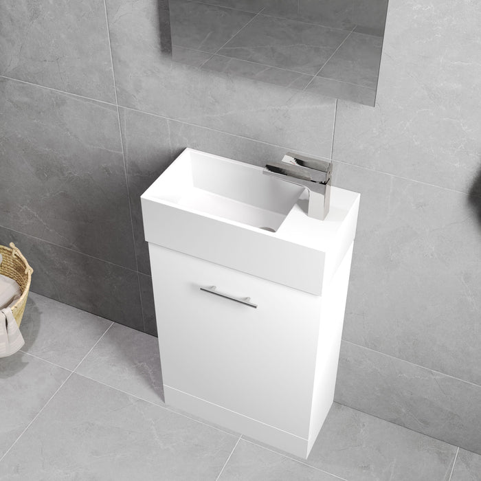 [BFCR058] One Door Cloakroom Vanity Basin Unit - 480mm - Gloss White - Lifestyle 2