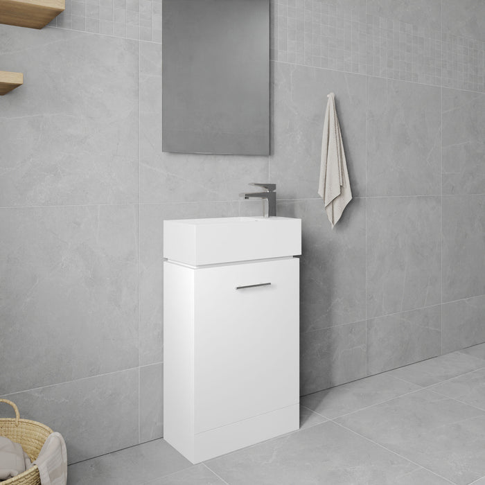 [BFCR058] One Door Cloakroom Vanity Basin Unit - 480mm - Gloss White - Lifestyle 3