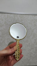 Ornate Victorian Style Gold Filigree Handheld Vanity Mirror
