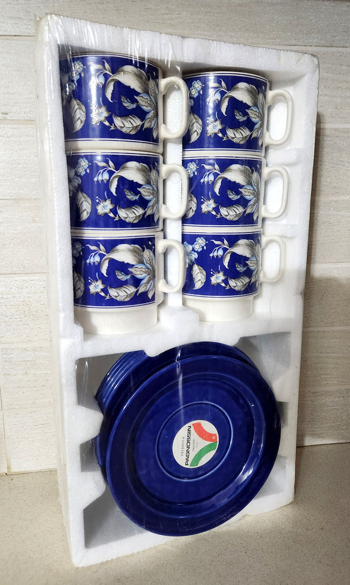 Pagnossin Treviso Italy Ceramic Coffee/Tea Set - 6 Cups & Saucers