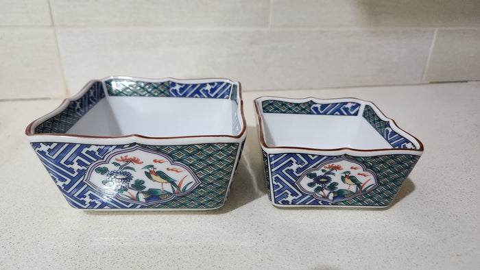 Pair of Arita ware (kobachi) square bowls