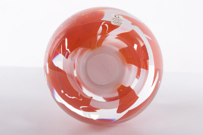 Paperweight  oranje wit van Granna glasbruk Sweden,1960