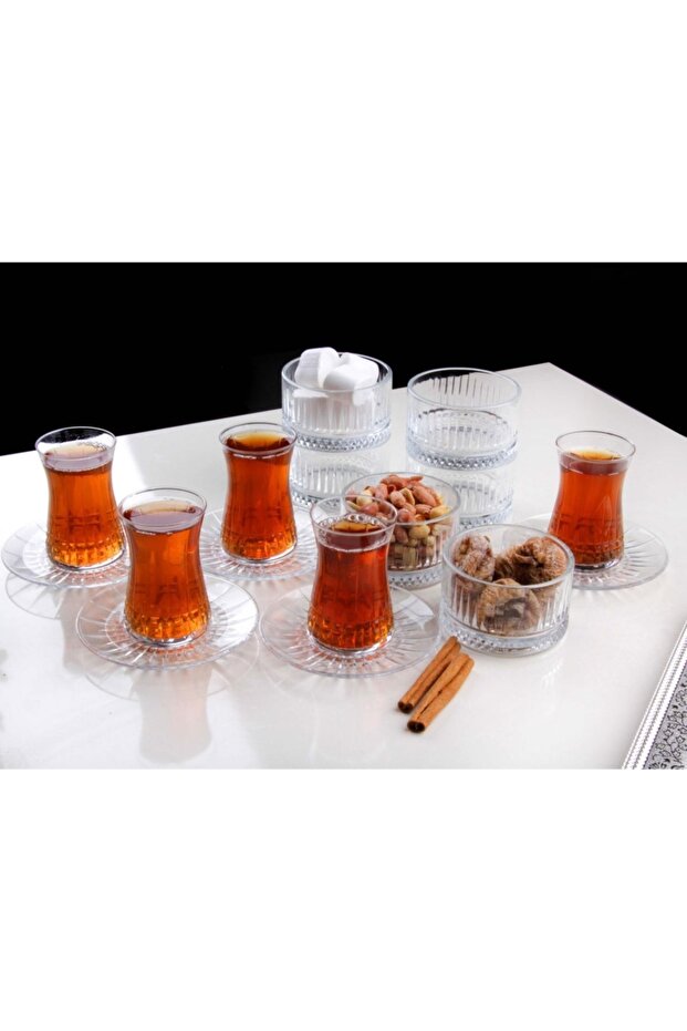Pasabahce Elysia 6-Person Turkish Tea & Dessert Serving Set - Premium Glassware