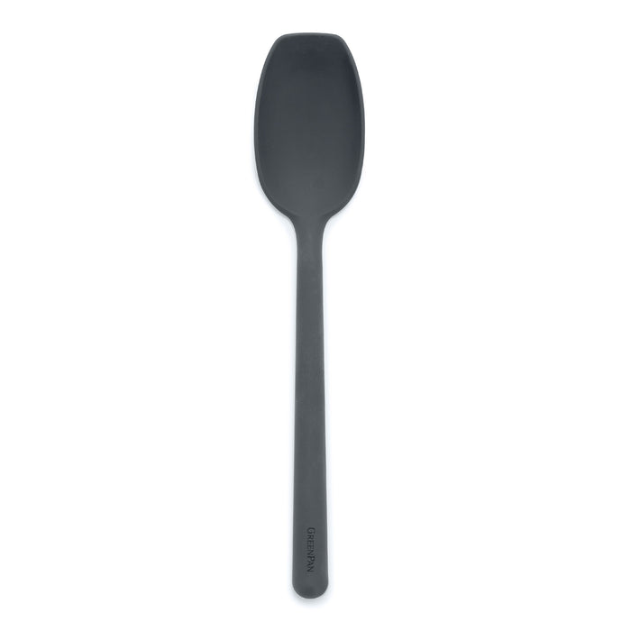 Gray silicone flat head spoon on a white background.