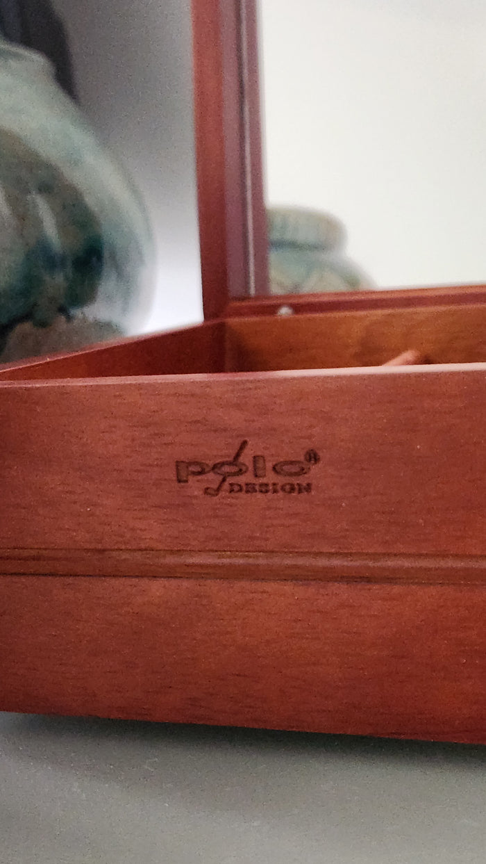 Polo Design Wooden Jewelry & Valet Box with Mirror