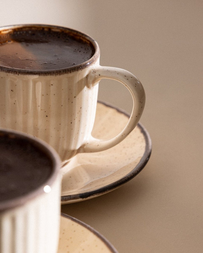 Porcelain 6 - Person Coffee Cup Set - Natural Design - TryAladdin