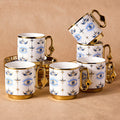 Porcelain Evil Eye Pattern Coffee Cup Set - 6 Person