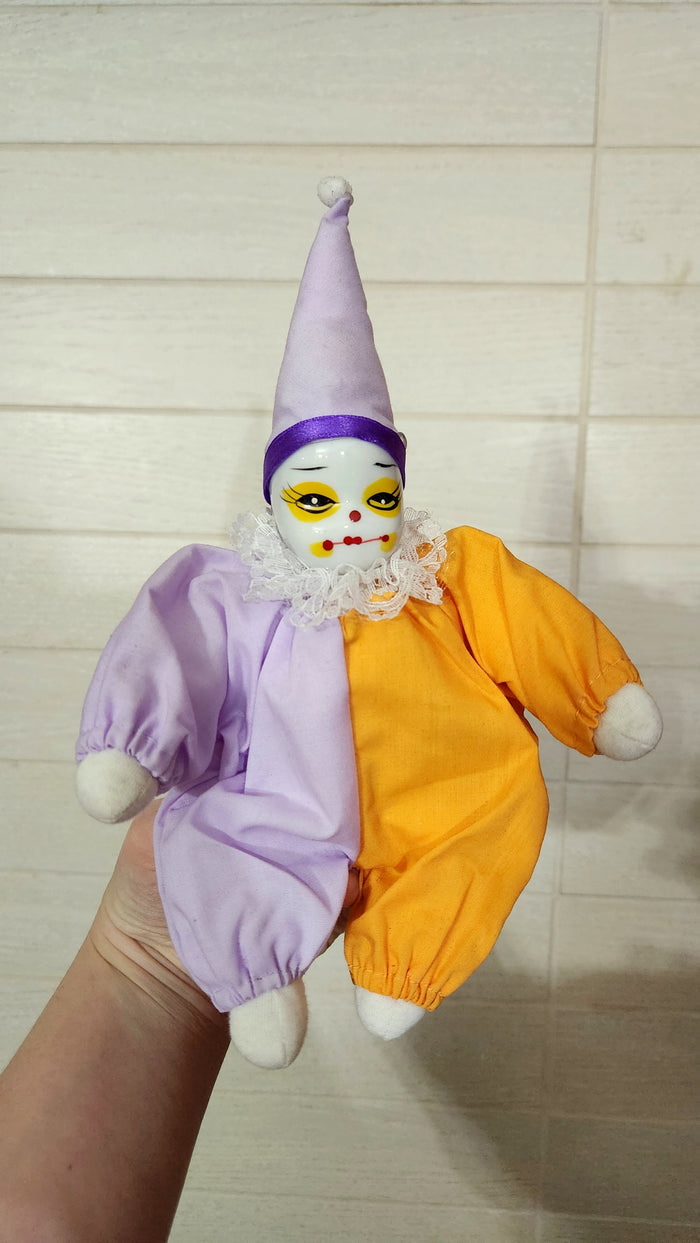 Porcelain Harlequin Pierrot Clown Doll