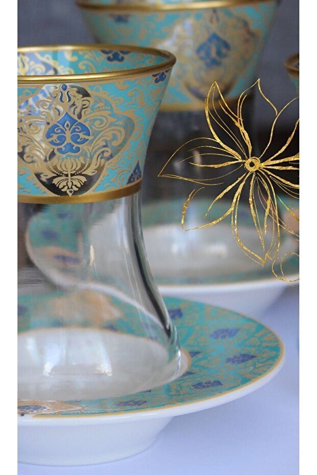 Premium Gold Patterned Turkish Tea & Coffee Set - 6 - Piece Set - TryAladdin