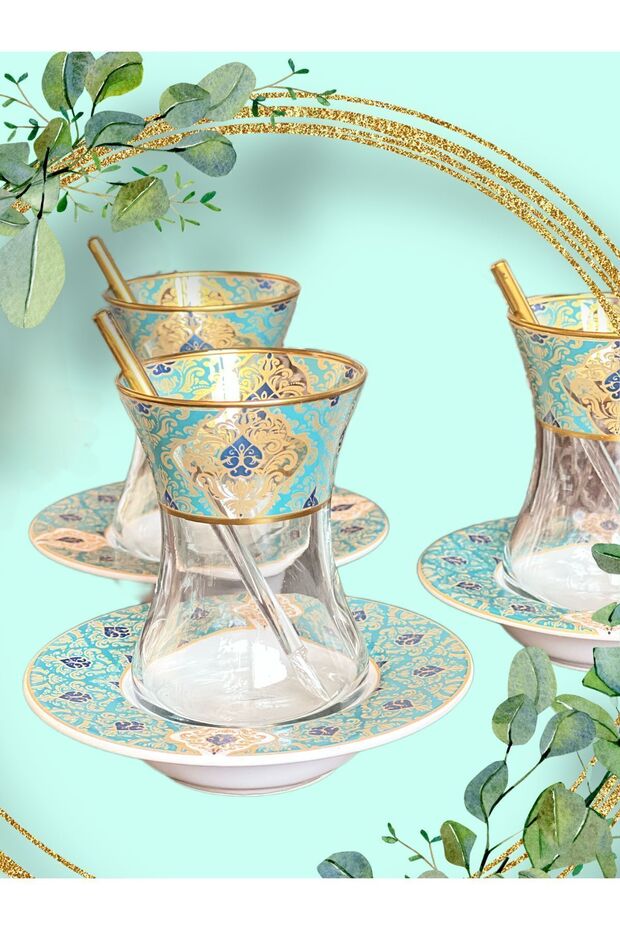 Premium Gold Patterned Turkish Tea & Coffee Set - 6 - Piece Set - TryAladdin