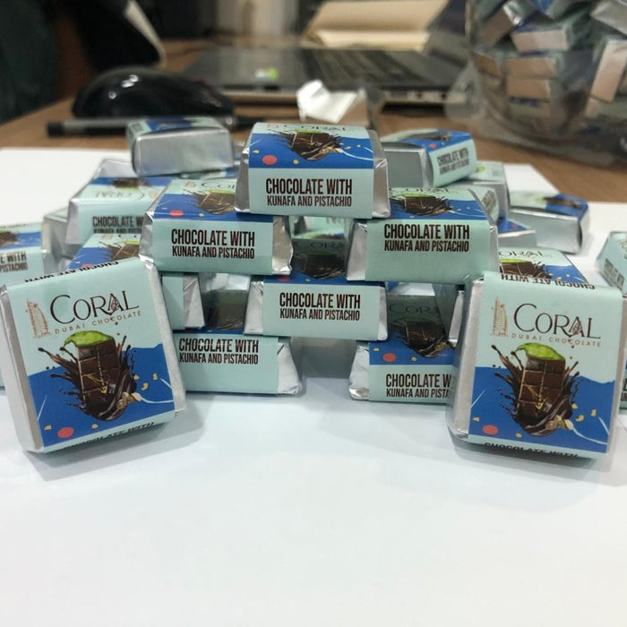Premium Knafeh Pistachio Milk Chocolate Squares - 14g x 75 Count Round Box - TryAladdin